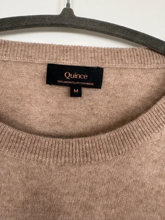 Quince Cashmere Crewneck Sweater in Taupe - Picture 2 of 3